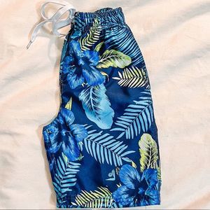 Okanu Surf Boys Navy Blue Hawaiian Swim Trunks Board Shorts